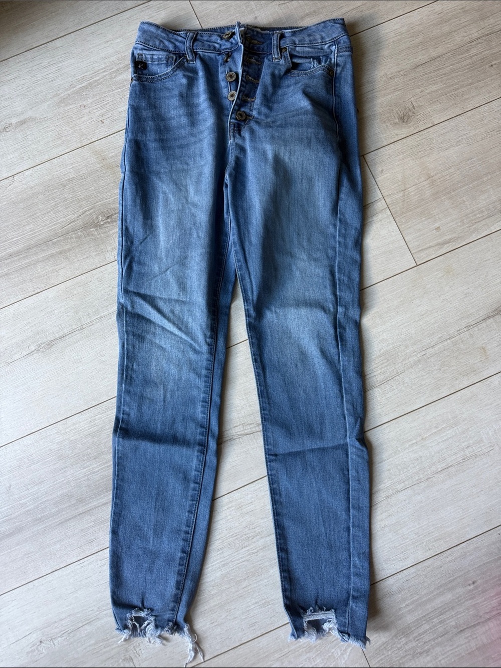 Kancan Women’s Blue High-Rise Button-Fly Jeans